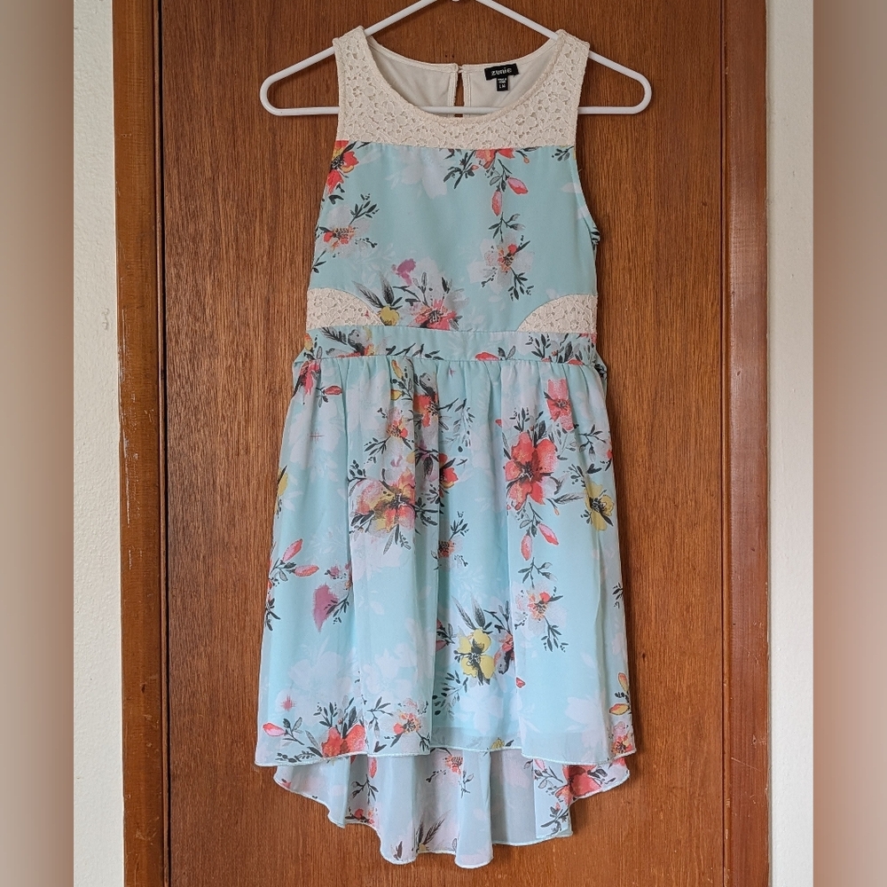 Zunie Floral Lace High-Low Dress Size L (14)